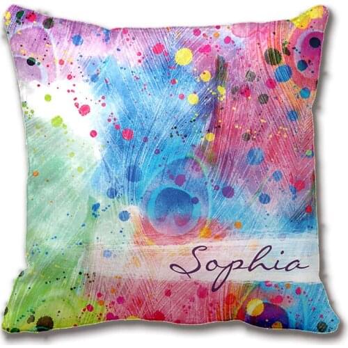 Cool Watercolors Peacock Feathers Abstract Pattern Pillow Decorative Cushion Cover Pillow Case Customize Gift By Lvsure For Car