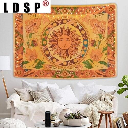 LDSP Sun Flower Vines Drom Tapestry Wall Hanging Covering Rugs Background Cloth Beach Mat Blanket Art Bedroom Living Home Decor