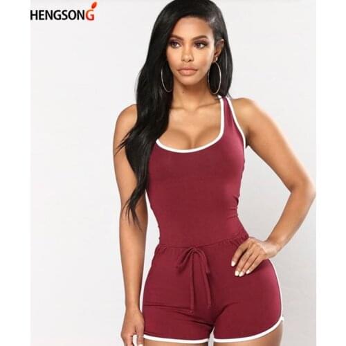Summer Sleeveless Skinny Rompers Womens Jumpsuit O-Neck Sexy Jumpsuit Women Solid Sport Casual Overalls