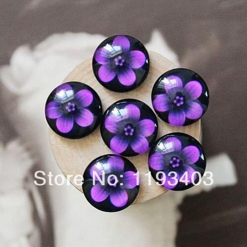 Min.mix order($9.9) 10pcs 12mm Handmade Photo Round Glass Cabochon beads-Image Glass Cabochon-(Flower)-(HPGC-1433)