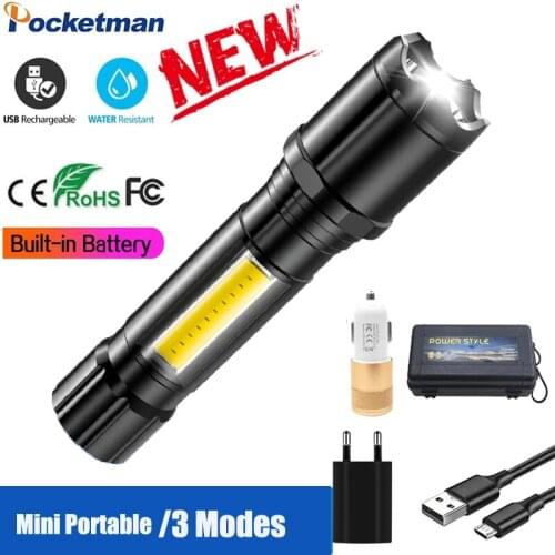 Mini Portable Flashlight Strong Light With Side Light Super Bright Torch Lanterna Household Long-range Outdoor Camping LED Light
