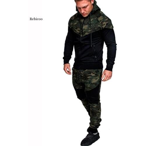 New Hoodie Zipper Cardigan Hoodies Men Fashion Tracksuit Male Sweatshirt Hoody Mens Camouflage Hoodie Sweatshirts Suit