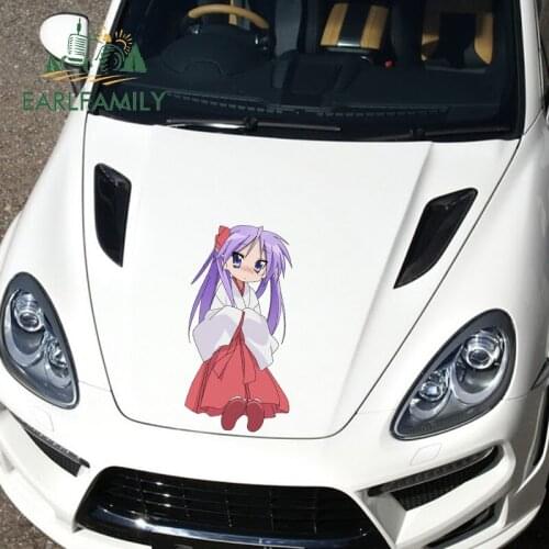 EARLFAMILY 43cm x 23.5cm For Lucky Star Anime Car Stickers Vinyl Car Wrap Decal Waterproof Occlusion Scratch Decoration