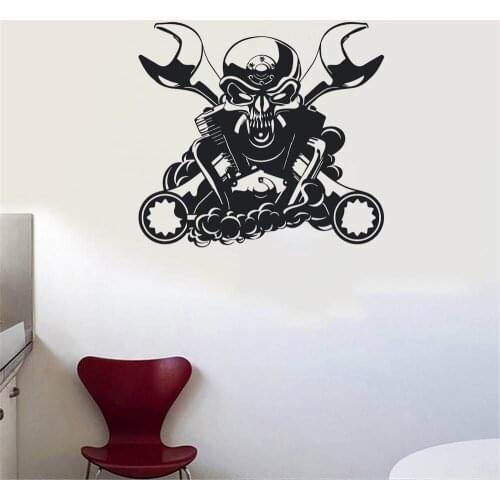 Motor Wall Sticker Car Mechanic Garage Wall Decor Skull Sticker Decor For Livingroom Wall Decal Wall Sticker Quotes dw9214