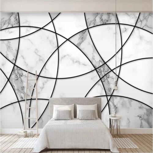 Beibehang Custom wallpaper 3d mural modern minimalist abstract line geometric marble TV background wall paper