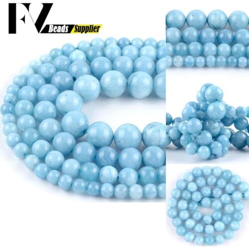 Wholesale Natural Aquamarines Gem Stone Round Beads 4 6 8 10 12mm Spacer Beads For Jewelry Making Necklace Bracelets Accessory