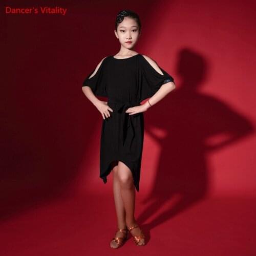 Latin Dance Summer Girl Modal Short-Sleeved Dress Training Clothing New Children Elegant Professional Practice Skirt