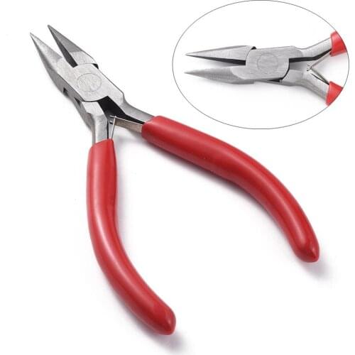 Jewelry Pliers Iron Red Short Chain Nose Pliers Jewelry Making Tools Equipment 135x55mm