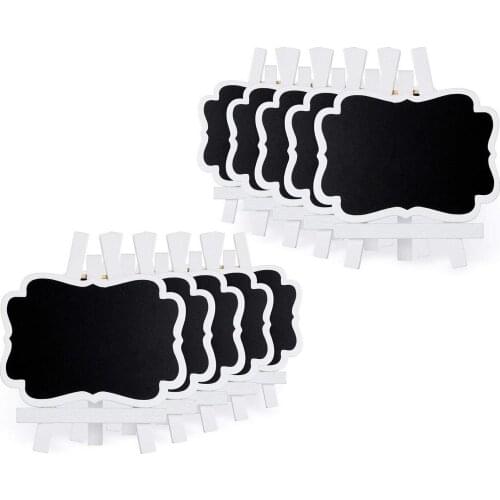 PPYY NEW -10Pcs Mini Chalkboards Wooden Small Chalkboard Signs With Easel Stand, Easel Chalkboards For Wedding Decorations, Bi