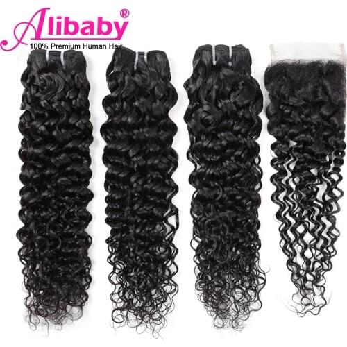 Water Wave Bundles With Closure Brazilian Hair Weave Bundles With 5X5 Closure Human Hair 6x6 Lace Closure And Bundles Alibaby