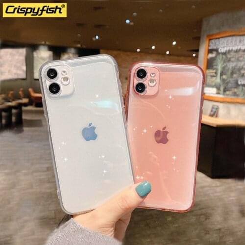 For iPhone 12 Luxury Glitter Bling Soft Clear Phone Case For iPhone 11 Pro Max XS XR 7 8 Plus SE Shockproof TPU Cover For Girls