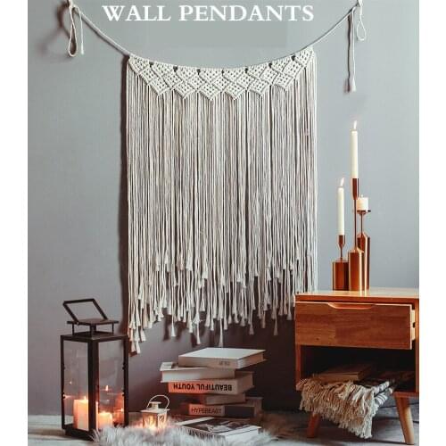 Hand Knitting Tapestry Long Tassel Cotton Line Background Wall Decoration Nordic Simple Style Creative Chic Door Curtain