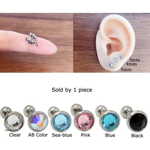 1 Piece 16Gauge Straight Barbell Cartilage Earrings Stud Helix Piercing 6mm Length Stainless Steel with Zircon