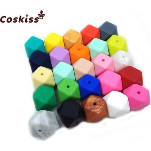 Silicone Beads for teether mix colors 17mm geometric/hexagon DIY baby Chewing Jewelry Teethers necklace/ Bracelet Baby Teether