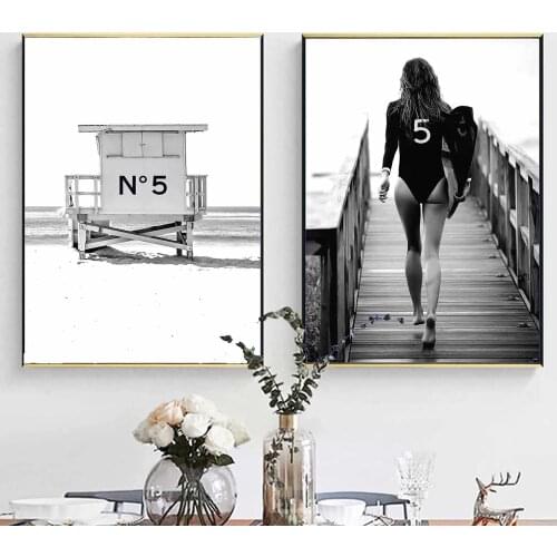 Nordic Hd Print Sexy Beauty Modular Pictures Black and White Posters Canvas Painting Wall Art Home Decor for Bedroom No Frame