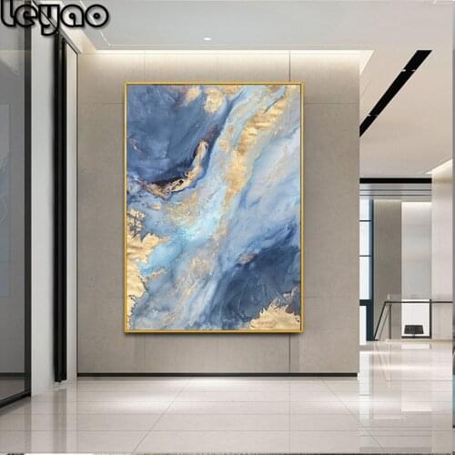 Modern Abstract Blue Marble Diamond Painting Style Wall Art Diamond Embroidery Pictures For Living Room Interior Home Decoration