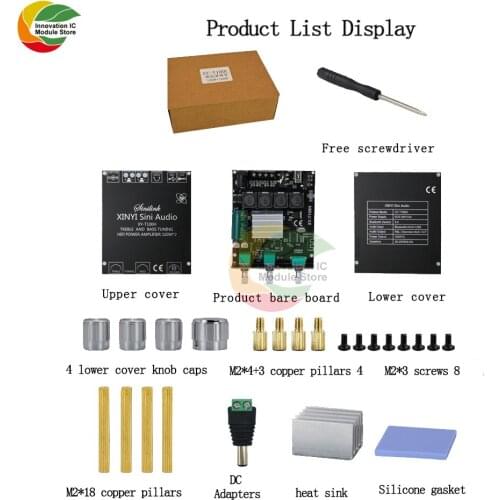 T100H Bluetooth 5.0 with pre-stage high and bass adjustment stereo digital power amplifier board module 100WX2 TPA3116D2