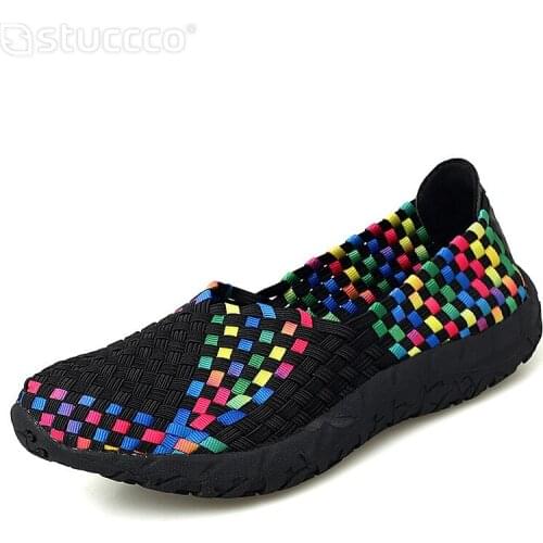 New Women Flats Loafers Summer Handmade Womens Shoes Woven Sneakers Breathable Soft Casual Comfortable Ladies Shoes