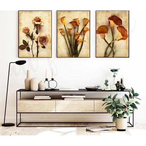 Vintage Botanical Flower Prints Minimalist Blossom Rose Style Wall Art Leaf Prints Plant Wall Decor Pictures Home Decor