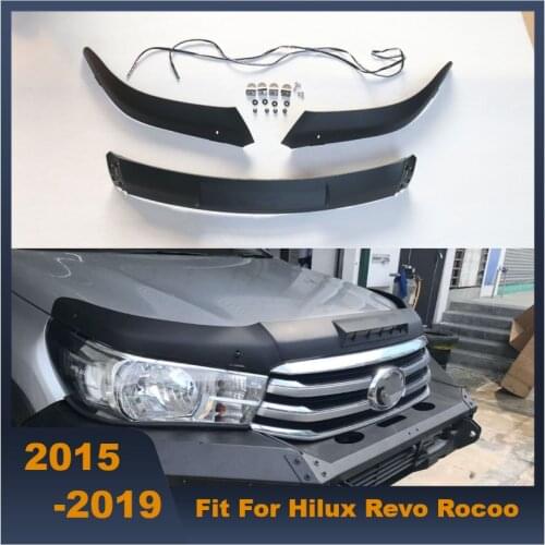 High Quality ABS Bonnet Guard 3 Pieces Cover Trim For Toyota Hilux Revo Rocco 2015-2019