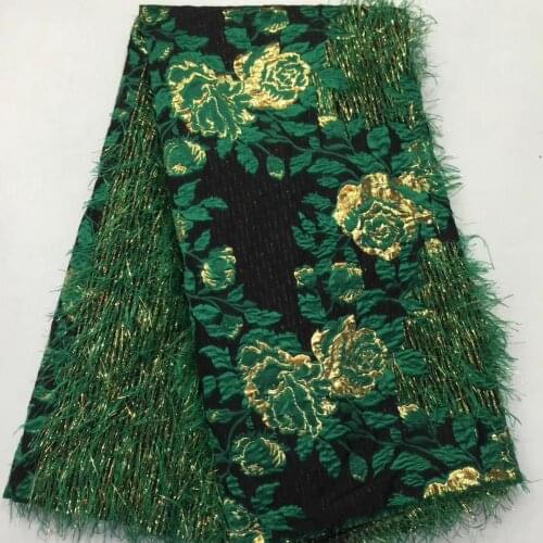 Green Embossed Fower Embroidered Mesh Fabrics 2020 High Quality African Tassel Net Lace Mesh Tulle Wedding Prom Laces Material