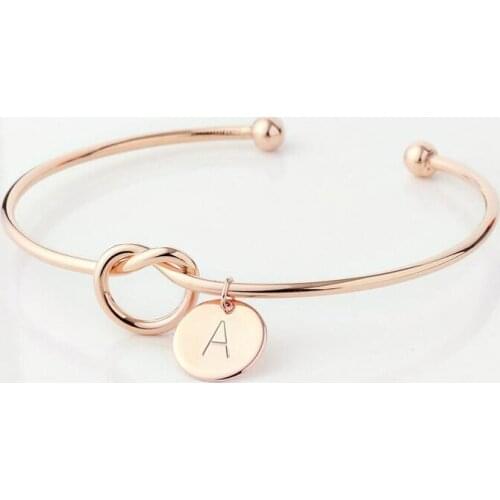 Alphabet Knot Initial Bracelets Bangles A-Z 26 Letters Initial Charm Bracelet Love Bangles for Women Jewelry Pulseiras