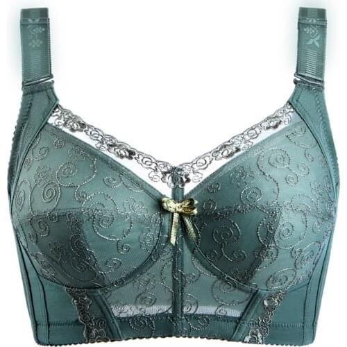 Plus Size Womens Full Coverage Lace Minimizer Bra Non Padded Adjustable Underwear Female Wireless Lingerie 38 40 42 B C D E F