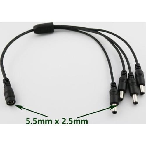 1pcs CCTV DC Power Plug 1 Female To 4 Male Plug Cable Splitter 5.5mm x 2.5mm Adapter 37cm