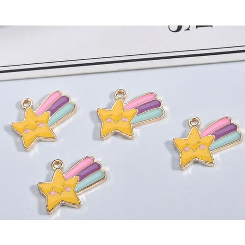10pcs Cute Star Cloud Enamel Charms DIY Bracelet Earring Necklace Jewelry Accessory handmad