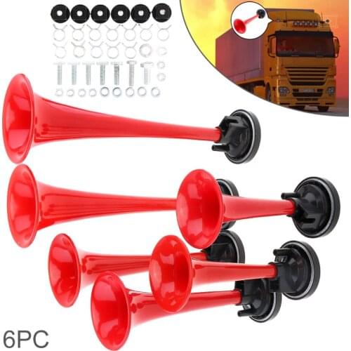 12V 178DB Super Loud Red Six Trumpet Electronically Controll Car Air Horn with Compressor for Car Truck Boat Motorcycle Vehicle