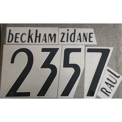 2005 2006 retro Nameset #23 BECKHAM Nameset #7 RAUL #9 RONALDO Printing Heat Transfare Printing Soccer Name and Number