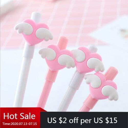 40pcs New Cute wings love neutral pen cartoon student writing tool Black Signature Pen