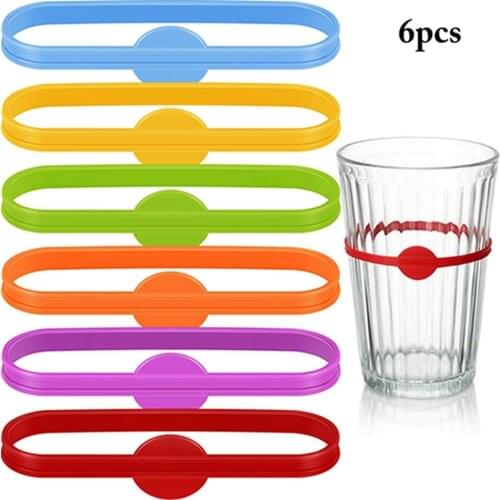 6Pcs Wine Glass Charm Silicone Colorful Drink Marker Glass Identifier Drink Glass Tag Drink Charms Wine Identifier For Cocktails