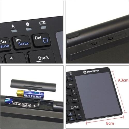 Zoweetek K12BT-1 Wireless Bluetooth Keyboard Multimedia Ultra Slim with Touchpad For PC Smart Android Google TV Box HTPC IPTV