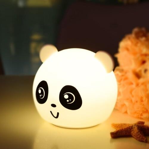 Colorful Color-changing Silicone Night Light Home Rechargeable Eye Protection Panda Pat Light 3D Cartoon Light Creative Gift