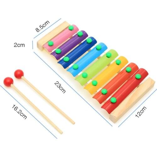 Wooden Xylophone Musical Instrument 8 Tones Toys Multicolor For Children Kids Baby MC889
