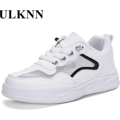 ULKNN Childrens Shoe White Mesh Teen Sneakers 2021 Summer Fashion Kids Breathable Antislippery Leather Boys Sport Shoes Girls