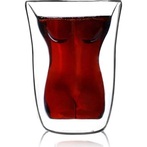 Handmade Double Layer Beauty Style Glass Cup Creative Mugs for Party 180ml SH228