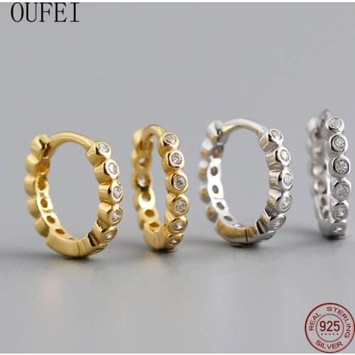 Hoop Earring 925 Sterling Silver Simple Earrings For Women Fashion Simplicity Zircon Small Round Earrings fine Jewelry