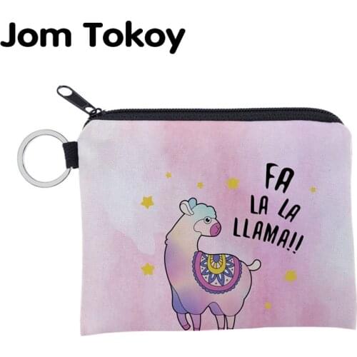 Jomtokoy Alpaca printing waterproof Purse Card Key Pouch Small Zipper Coin Purse Card Holder Mini Square Wallet lqb3014
