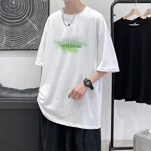 Summer mens short-sleeved t-shirt tide brand round neck loose printing five-point sleeve shirt compassionate 2
