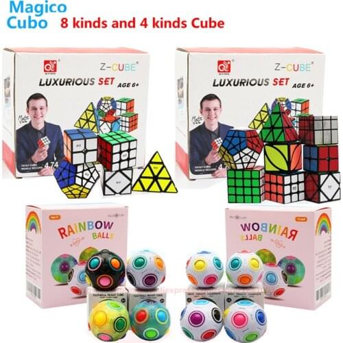 Moyu Qiyi Magic Cube Set 2x2x2 3x3x3 4x4x4 Profissional Skew Educational Pyramid Rainbow Ball Cast Coated Megaminx Cubes Set Toy