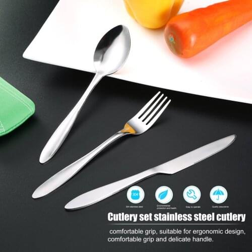 Kitchen Tableware Cutlery Set Stainless Steel Polished Fork Spoon Set Knife Home Outdoor Picnic Flatware With Bag Dropshipping