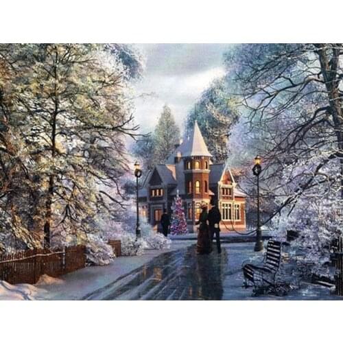A15420 11CT/14CT/18CT/25CT/28CT night snowing patterns Counted Cross Stitch DIY Cross Stitch Kits Embroidery Needlework Sets