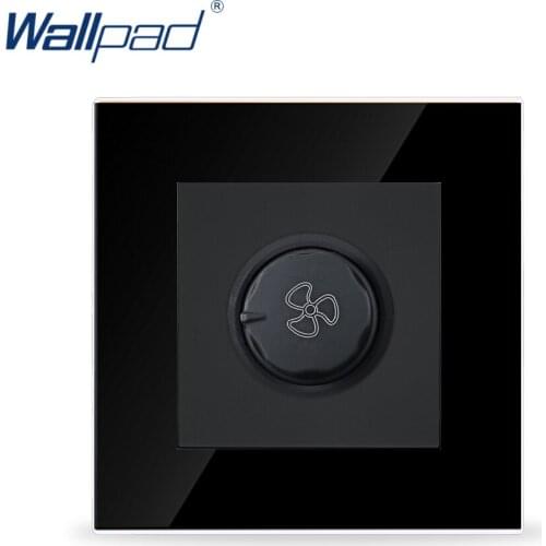 Wallpad Smart Home Fan Switch Black Crystal Glass Fan Rotary Speed Control Wall Switch ,Free Shipping