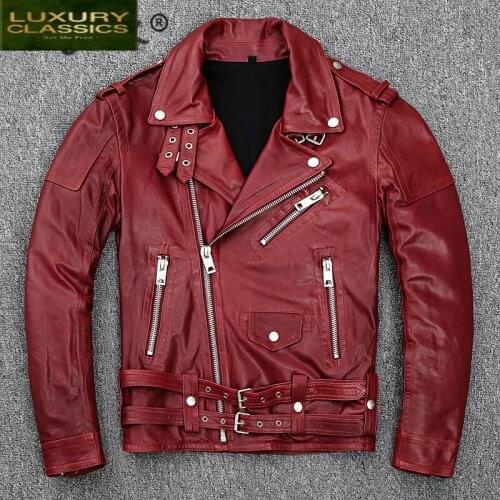 Real Sheepskin Coat 100% Men Clothes 2021 Streetwear Natural Motorcycle Biker Genuine Leather Jacket Mens Leather Jacket