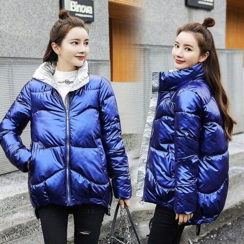 2020 New Winter Jacket Glossy Parkas Women Coat Thick Dwon Cotton Jacket Warm Female Cotton Padded Jacket Parka Outwear P992