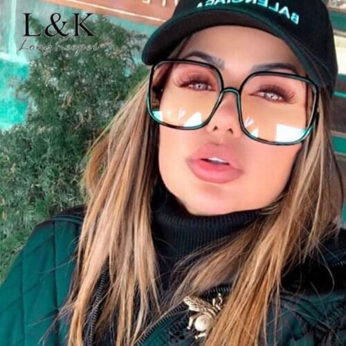 Vintage Oversized Square Glasses Frame Women 2021 New Retro Big Eyeglasses Female Clear Lens Optical Spectacles Transparent