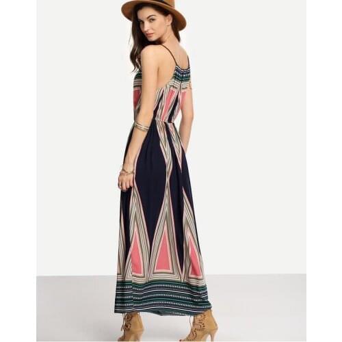 Parent-child dress summer bohemian one-piece dress vestido fashion harness leak back sleeveless waist shoulder dress