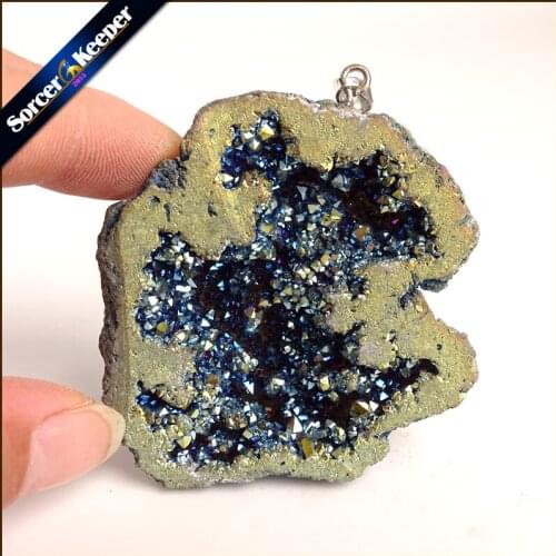 Natural Raw Mineral Crystal Pendant Druzy Drop Pendants Pendulum Chakra Natural Stone Pendants For Jewelry Making YS138
